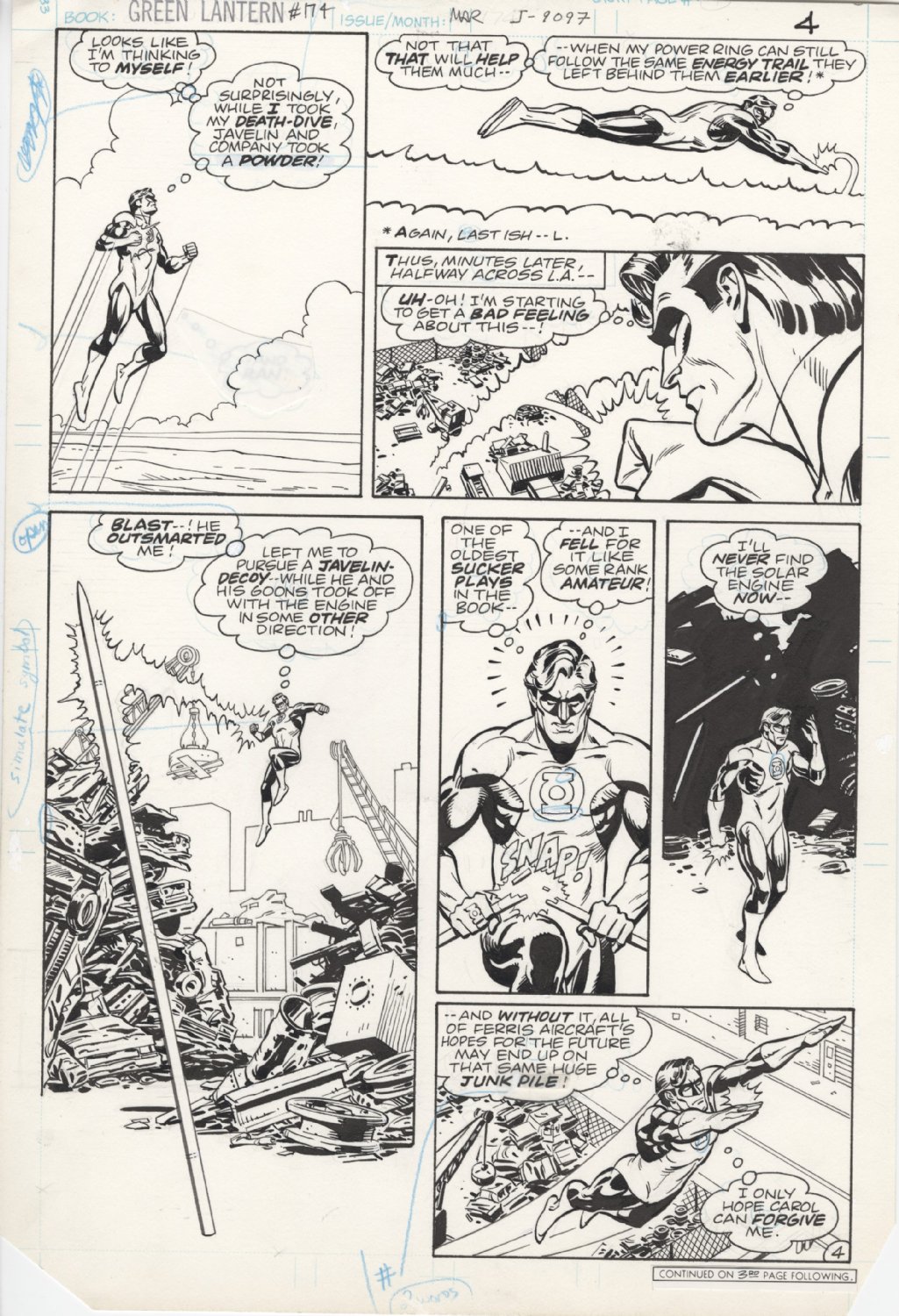 Green Lantern 174 pg 4 by Dave Gibbons GL in action by Dave Gibbons